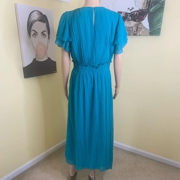 💫HP‼️💫 NWT ZARA Pleated Midi Dress in Teal, Size Medium - Picture 11 of 11